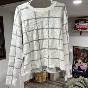 Cozy White and Gray Sweater